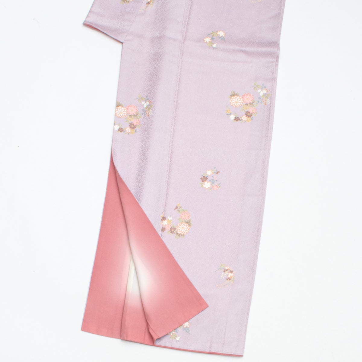 美品】飛び柄小紋 友禅 植物文 淡紅藤 正絹 袷 身丈:約155cm 裄 美品】飛び柄小紋 友禅 植物文 淡紅藤 正絹 袷 身丈:約155cm 裄