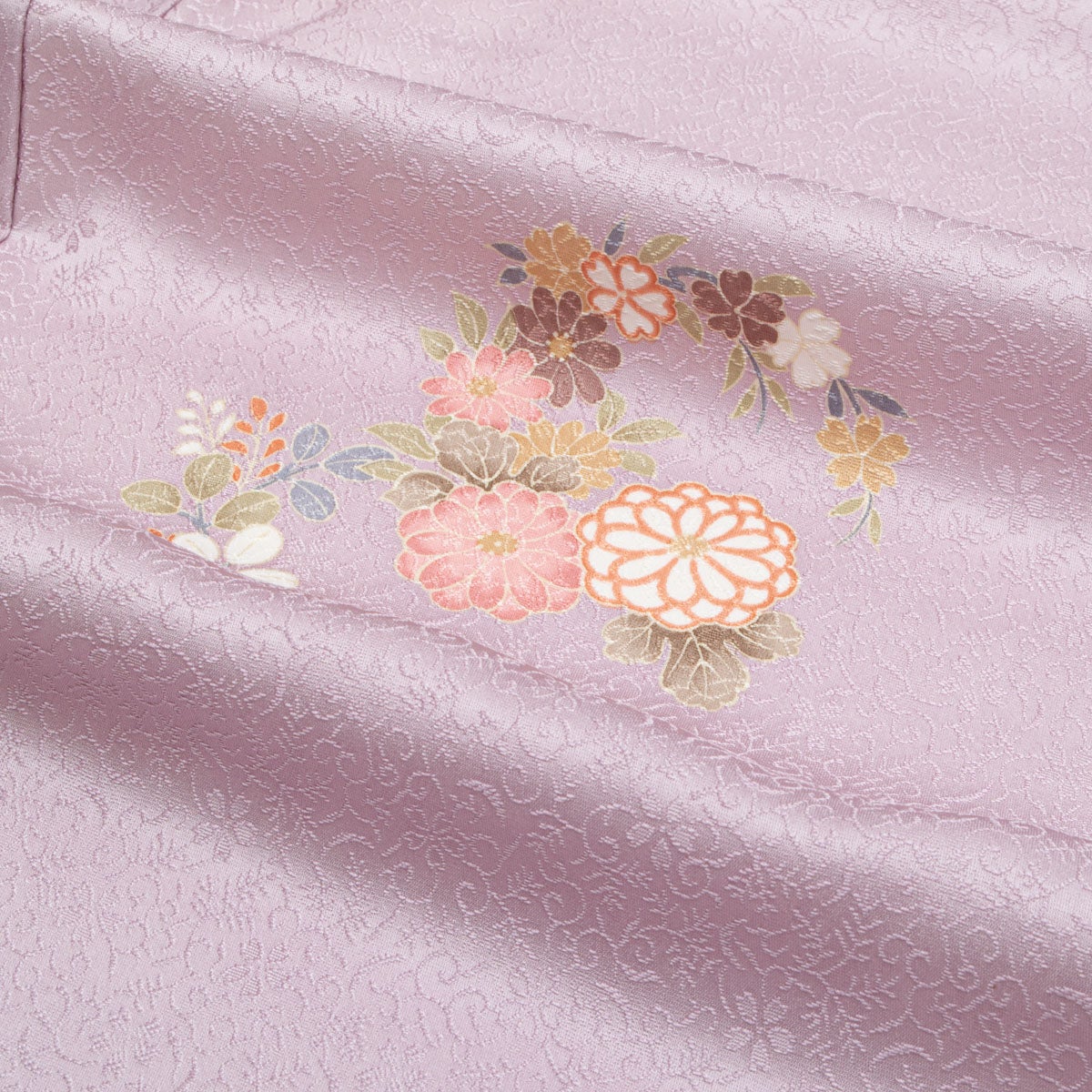 シモリン【お値下げ】刺繍小紋　正絹 特選総刺繍紋意匠小紋着尺 「結晶菱文・紺藍色」 幅広い場で重宝の飛び