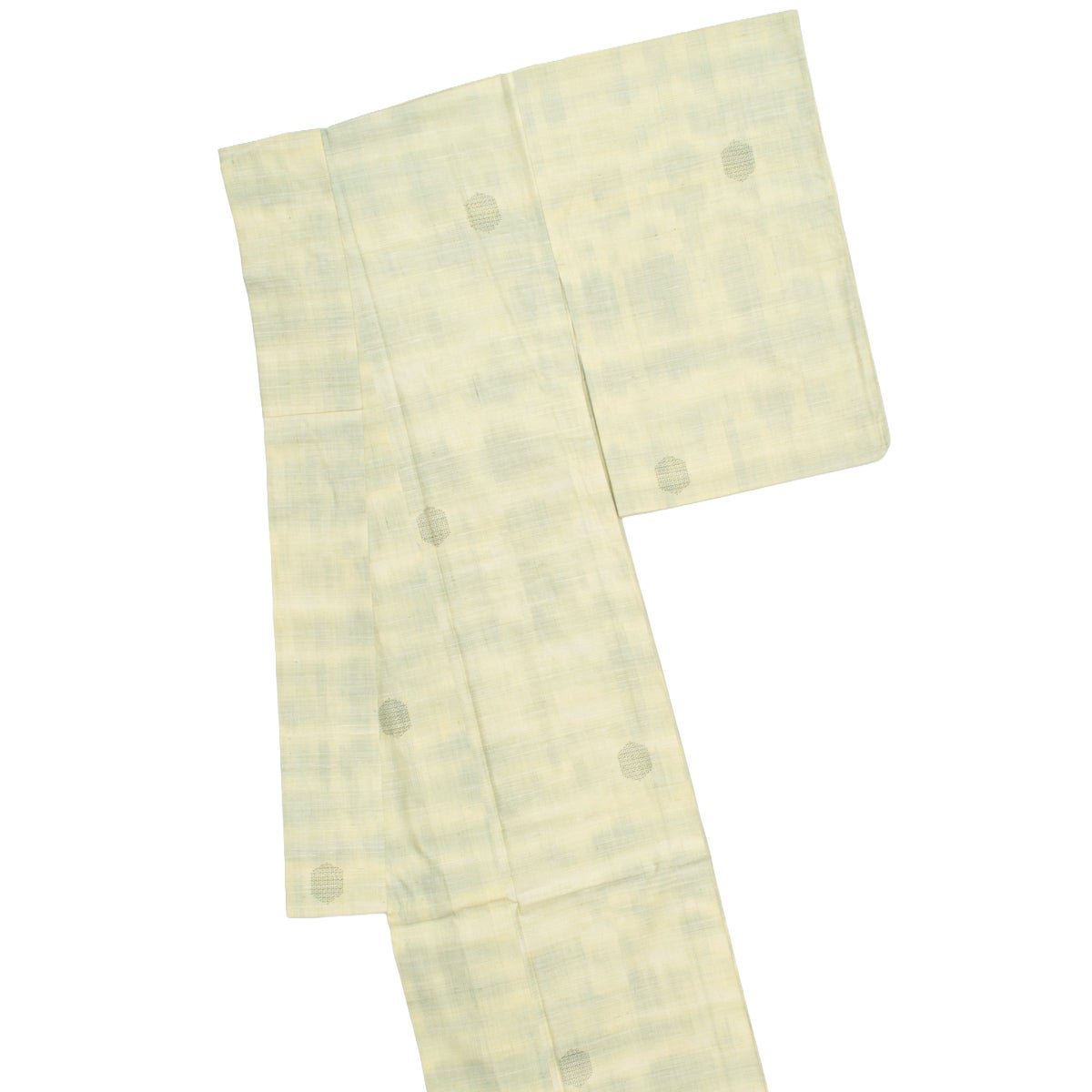 単衣】紬 亀甲絣 亀甲文 淡黄色 正絹 身丈：約158.5cm 裄：約65cm