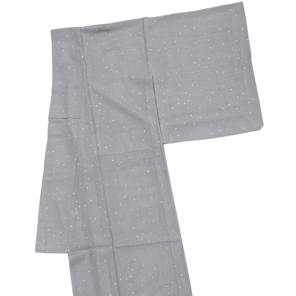 盛夏用】小紋 絽 友禅 霰散らしの図 グレー 美品 正絹 身丈：約153cm