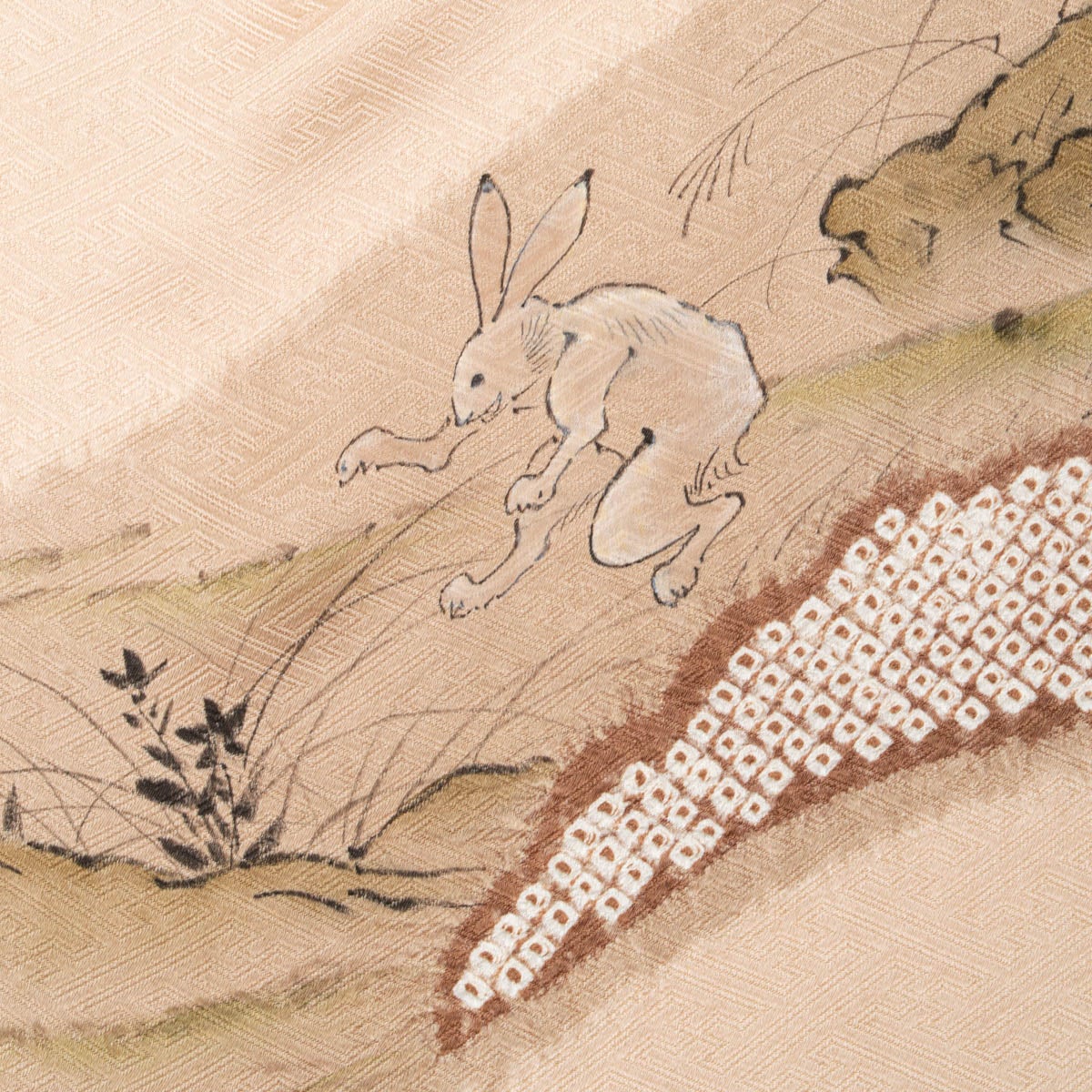 鳥獣戯画】色留袖 友禅 京都栂尾高山寺 鳥獣人物戯画 ベージュ 正絹 袷