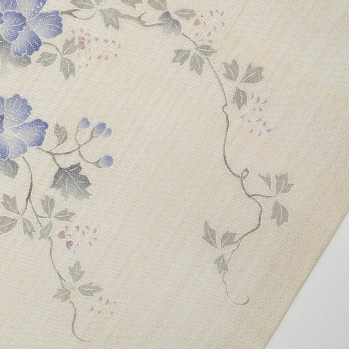 盛夏用】名古屋帯 紗 生紬 友禅 植物文 アイボリー 正絹 九寸 | 中古