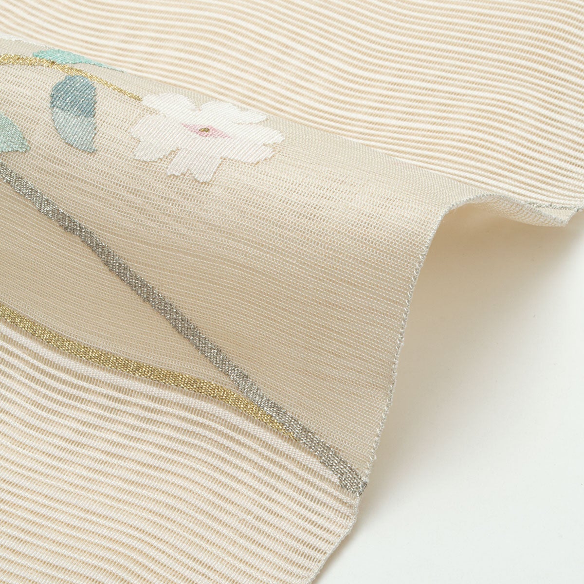 ★専用★名古屋帯 絽 唐織 オフホワイト 花丸文 銀糸 夏長さ3m73cm 正絹 ☆7日間限定 夏物・単衣タイムセール☆【盛夏用】名古屋帯 絽 すくい織