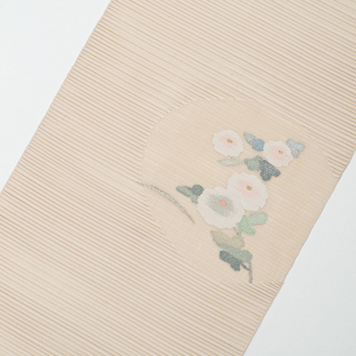 盛夏用】名古屋帯 絽 すくい織 菊花文 オフホワイト 正絹 八寸 | 中古