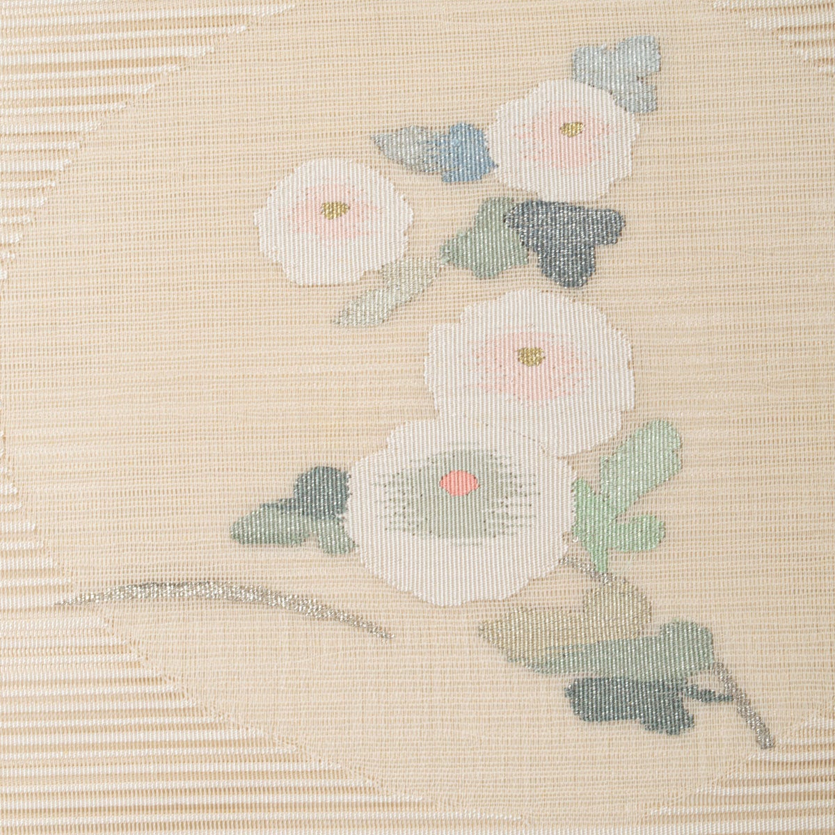 盛夏用】名古屋帯 絽 すくい織 菊花文 オフホワイト 正絹 八寸 | 中古