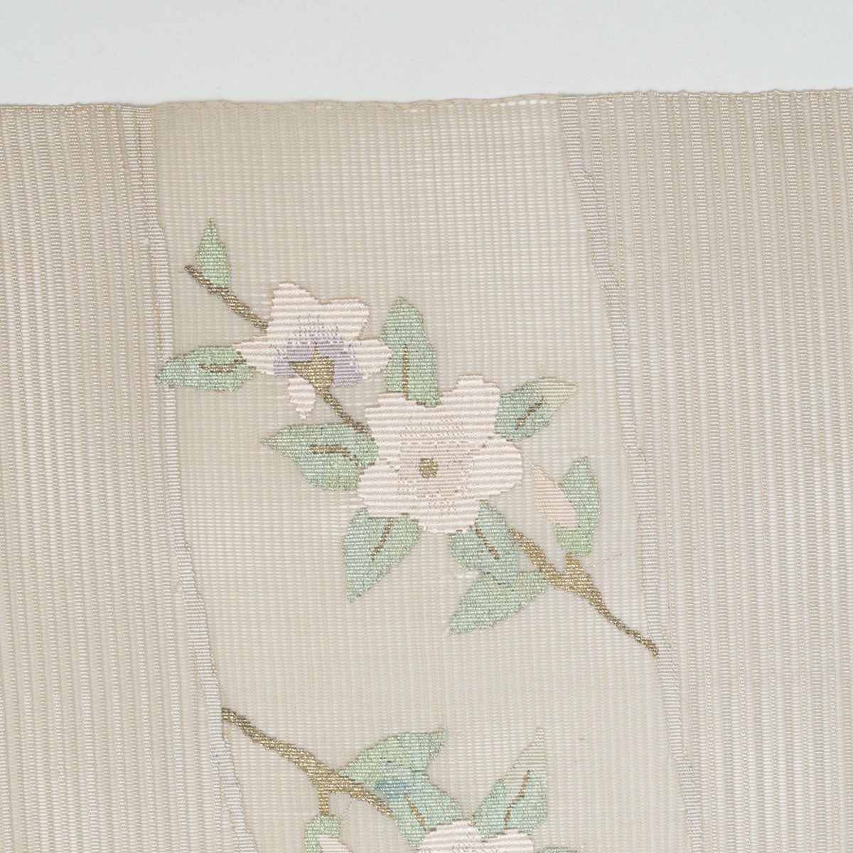 盛夏用】名古屋帯 絽 すくい織 植物柄 アイボリー 正絹 八寸 | 中古