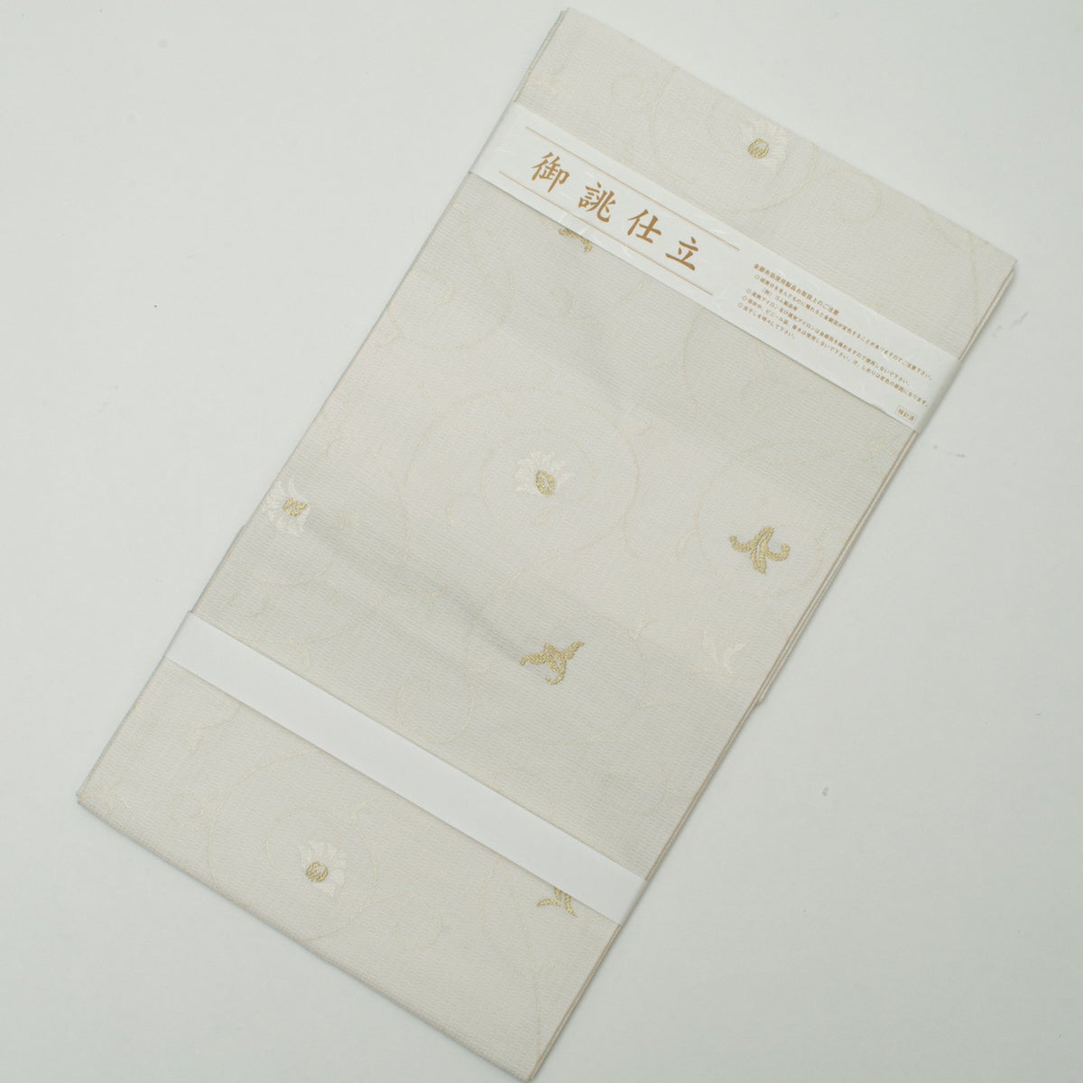 新品】名古屋帯 盛夏用 絽 唐織 花唐草文 白 金糸 佐々木染織謹製