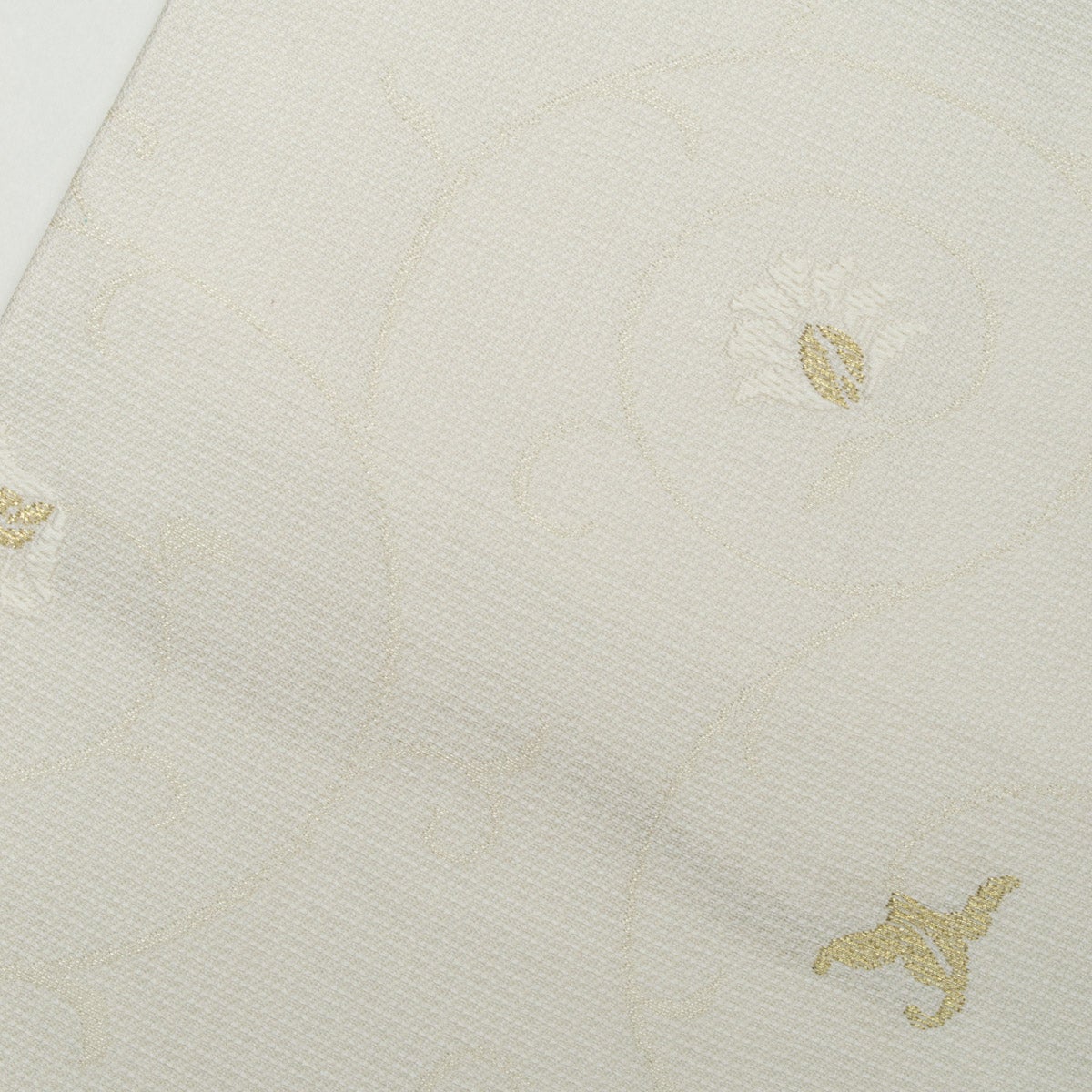 新品】名古屋帯 盛夏用 絽 唐織 花唐草文 白 金糸 佐々木染織謹製