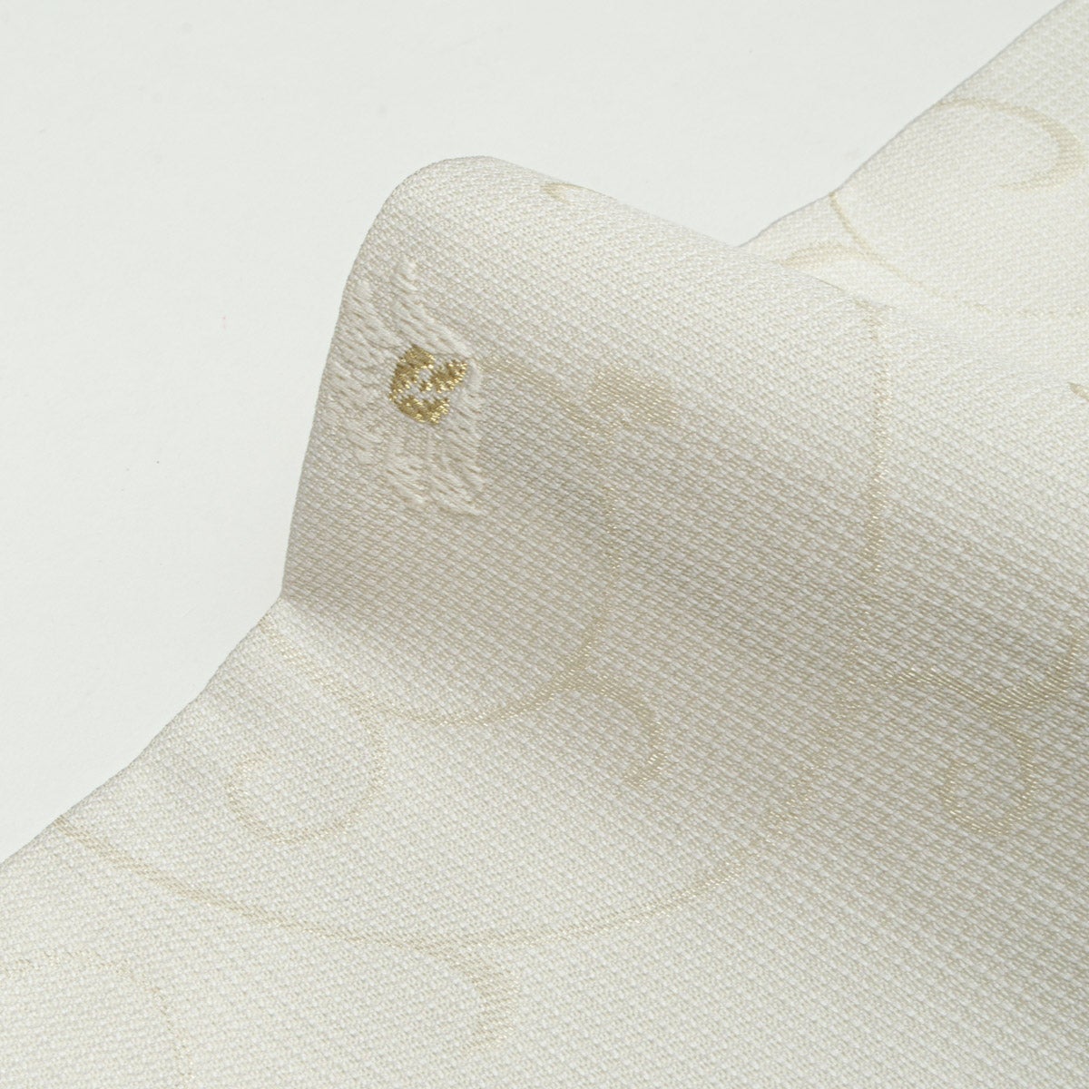 新品】名古屋帯 盛夏用 絽 唐織 花唐草文 白 金糸 佐々木染織謹製