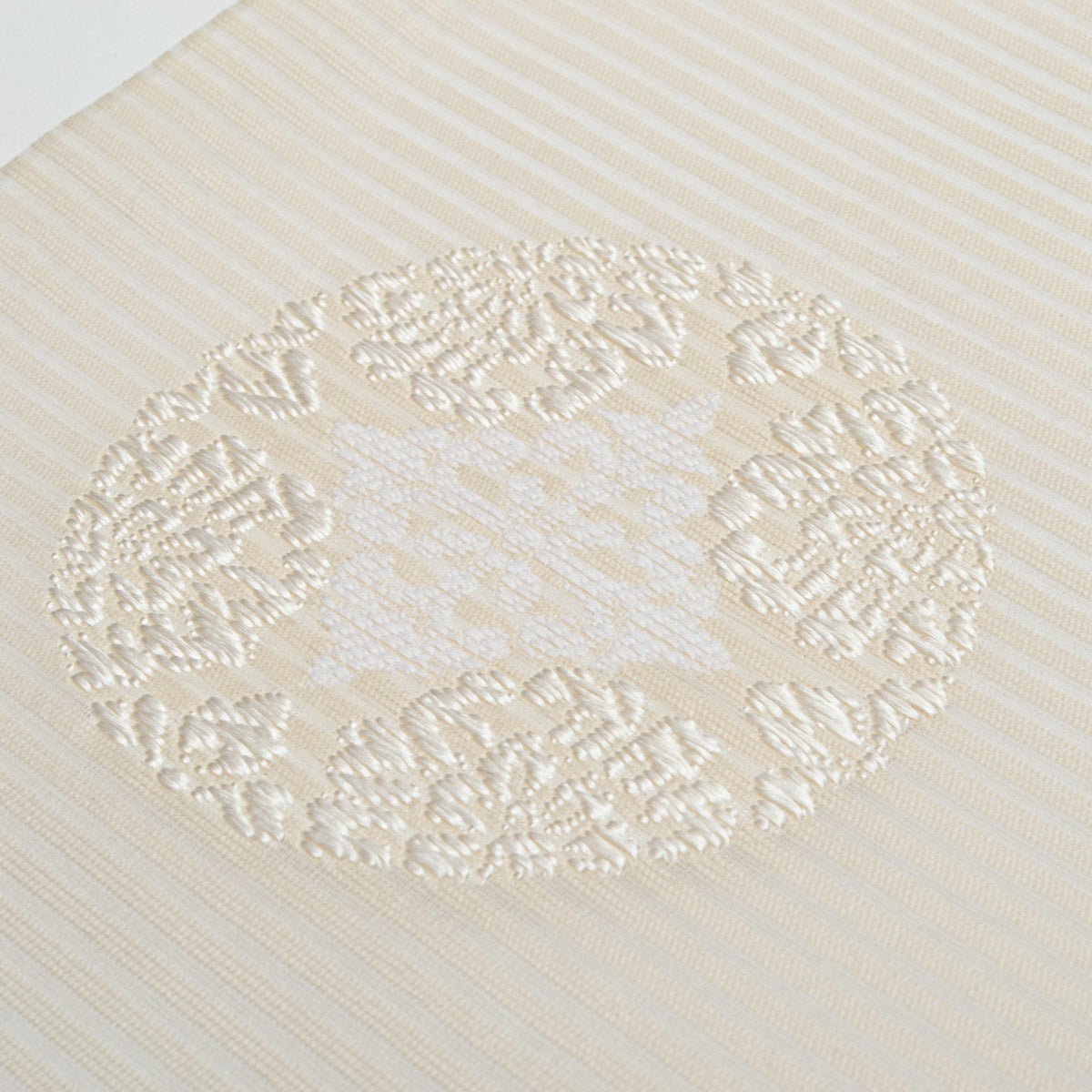 新品】名古屋帯 盛夏用 絽 唐織 唐花丸文 菱文 オフホワイト 佐々木