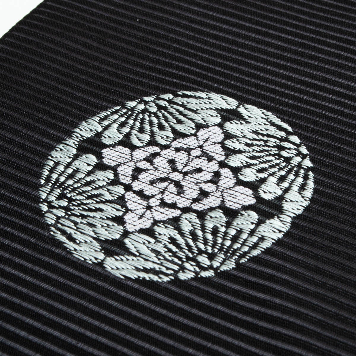 新品】名古屋帯 盛夏用 絽 唐織 唐花丸文 黒 佐々木染織謹製 西陣織