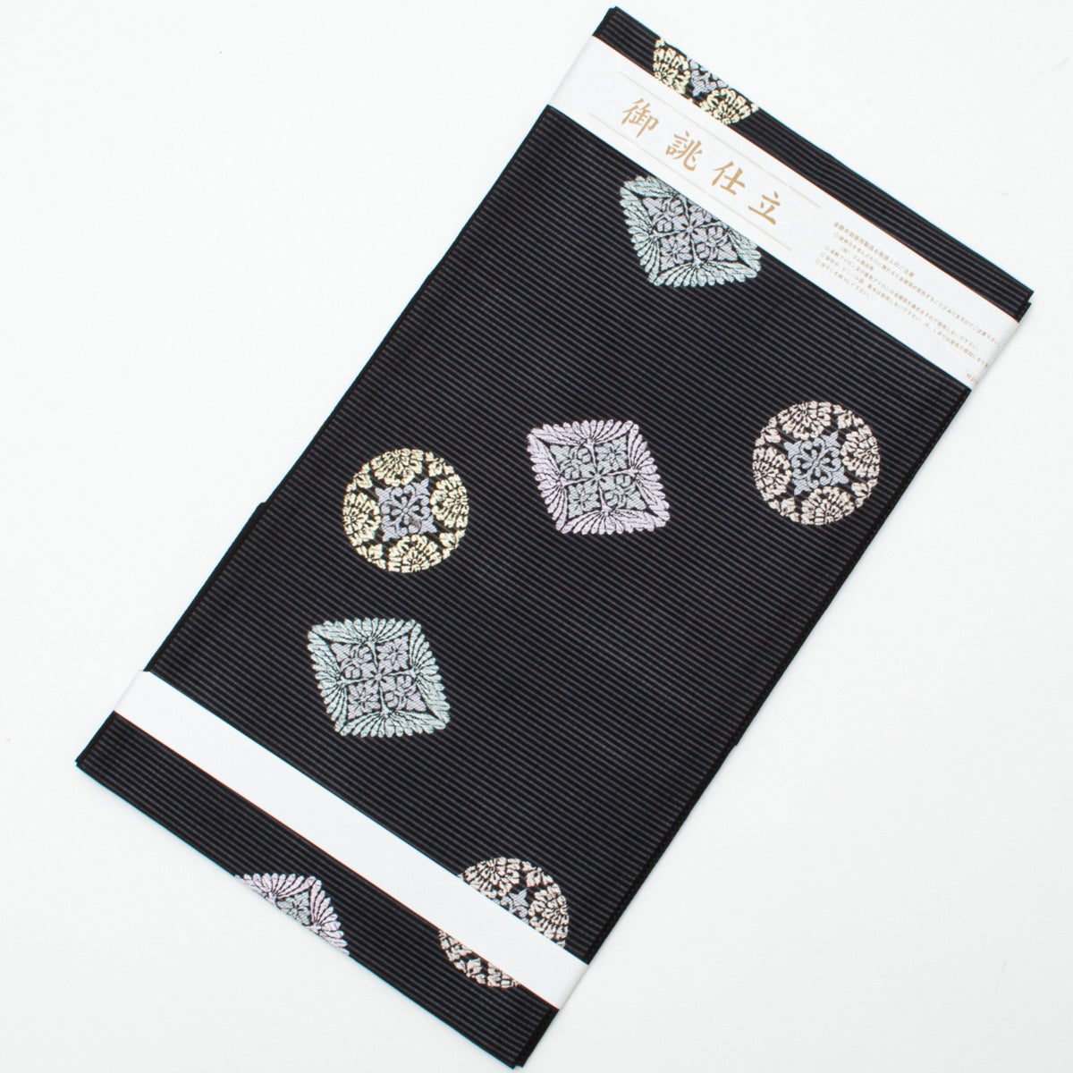 新品】名古屋帯 盛夏用 絽 唐織 唐花丸文 菱文 黒 佐々木染織謹製