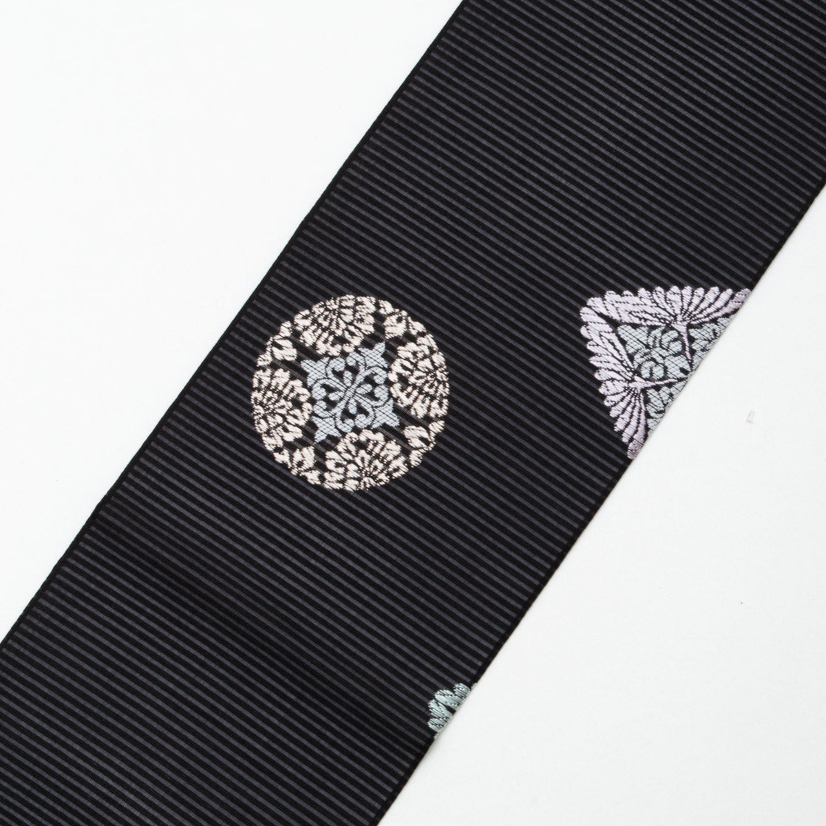 新品】名古屋帯 盛夏用 絽 唐織 唐花丸文 菱文 黒 佐々木染織謹製