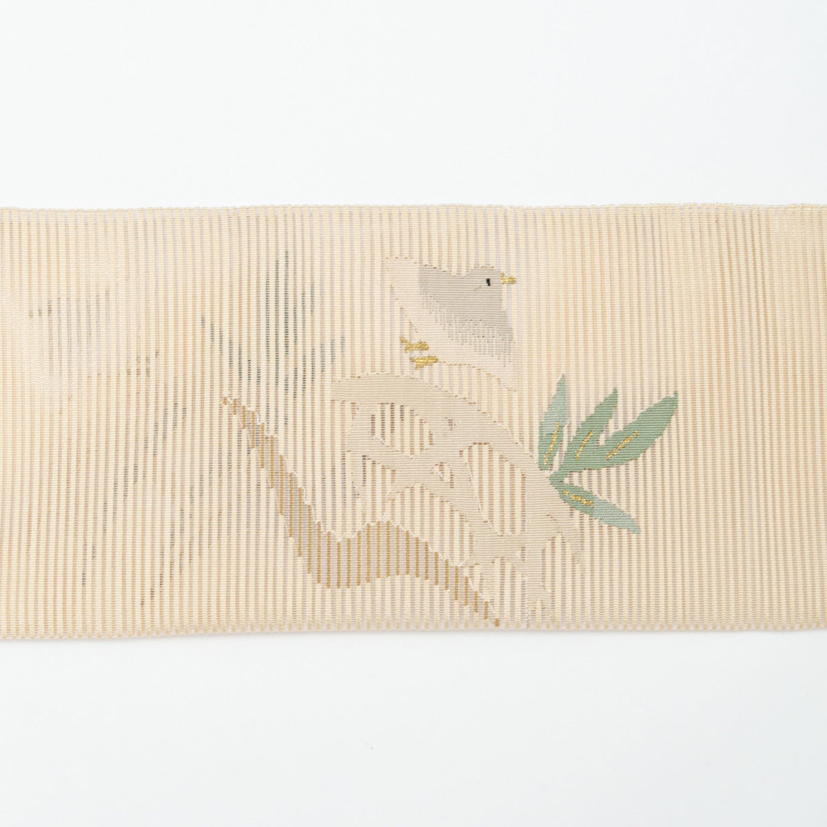 盛夏用】名古屋帯 絽 すくい織 千鳥の図 オフホワイト 正絹 八寸