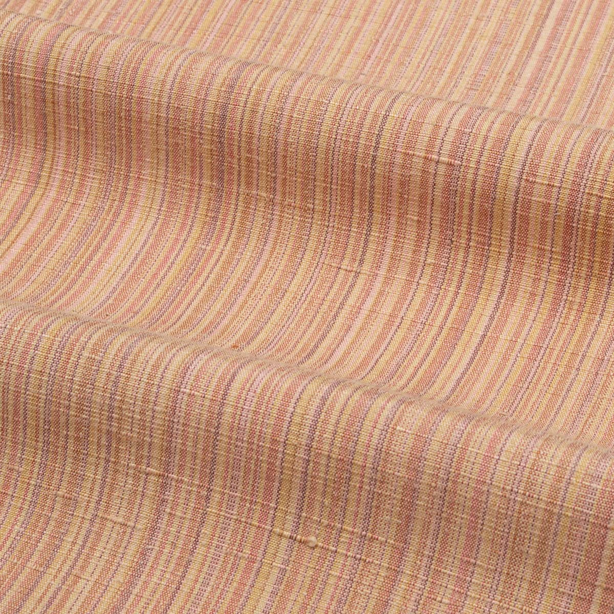美品】郡上紬 洗柿色 ストライプ 正絹 袷 身丈：約152cm 裄：約63cm