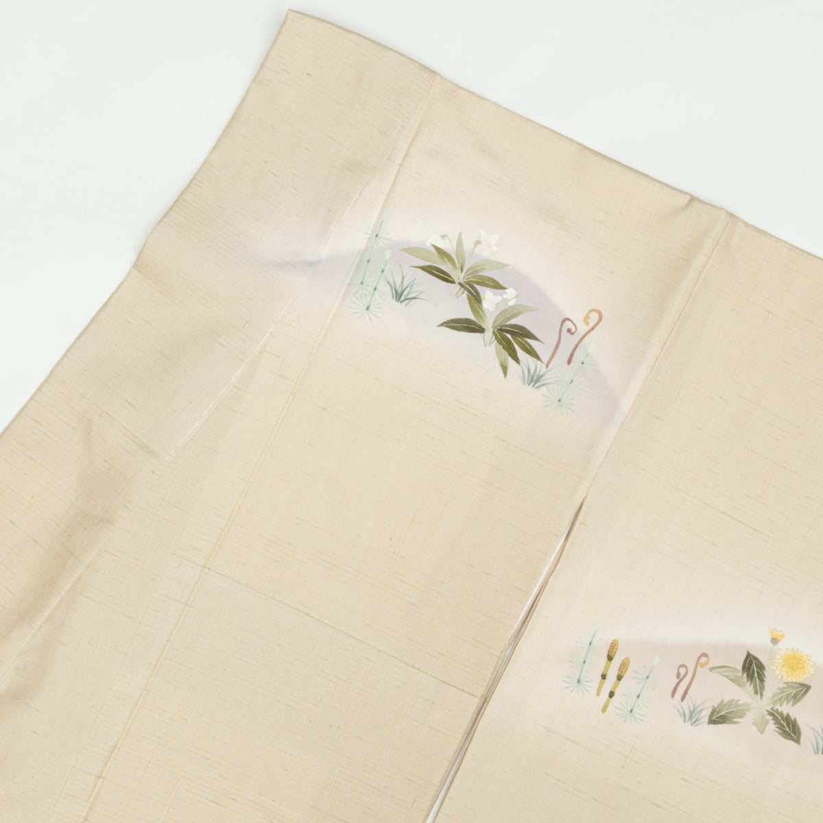 未使用品】訪問着 紬地 手描き友禅 伝統工芸士 森勇雄 早春風景文様 未使用品】訪問着 紬地 手描き友禅 伝統工芸士 森勇雄 早春風景文様