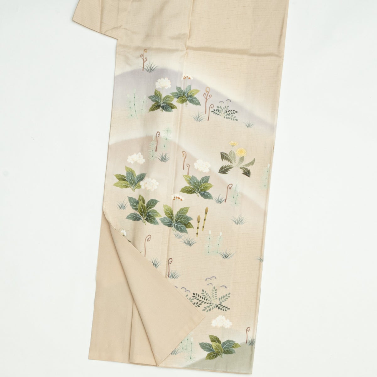 未使用品】訪問着 紬地 手描き友禅 伝統工芸士 森勇雄 早春風景文様
