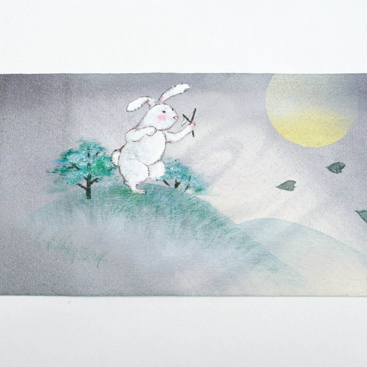 未使用品】名古屋帯 手描き友禅 うさぎ 関ヶ原の合戦 深夜の猛特訓