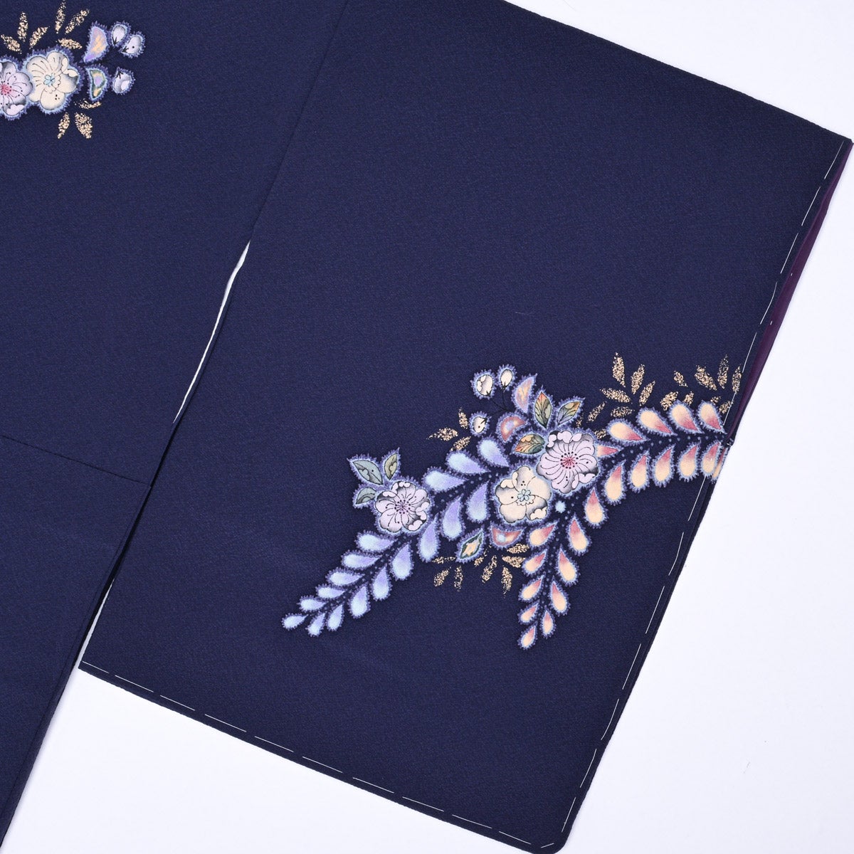翠山工房】 訪問着 辻が花文様 パープルネイビー 長襦袢付き 未着用品