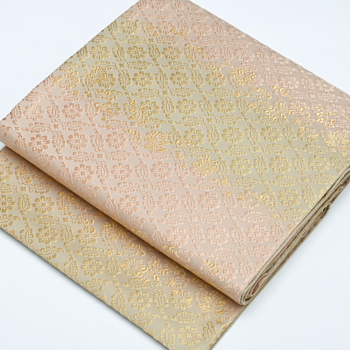 東京ますいわ屋誂品】袋帯 ゴールドシルク 有職文様小葵 段変り 花菱文