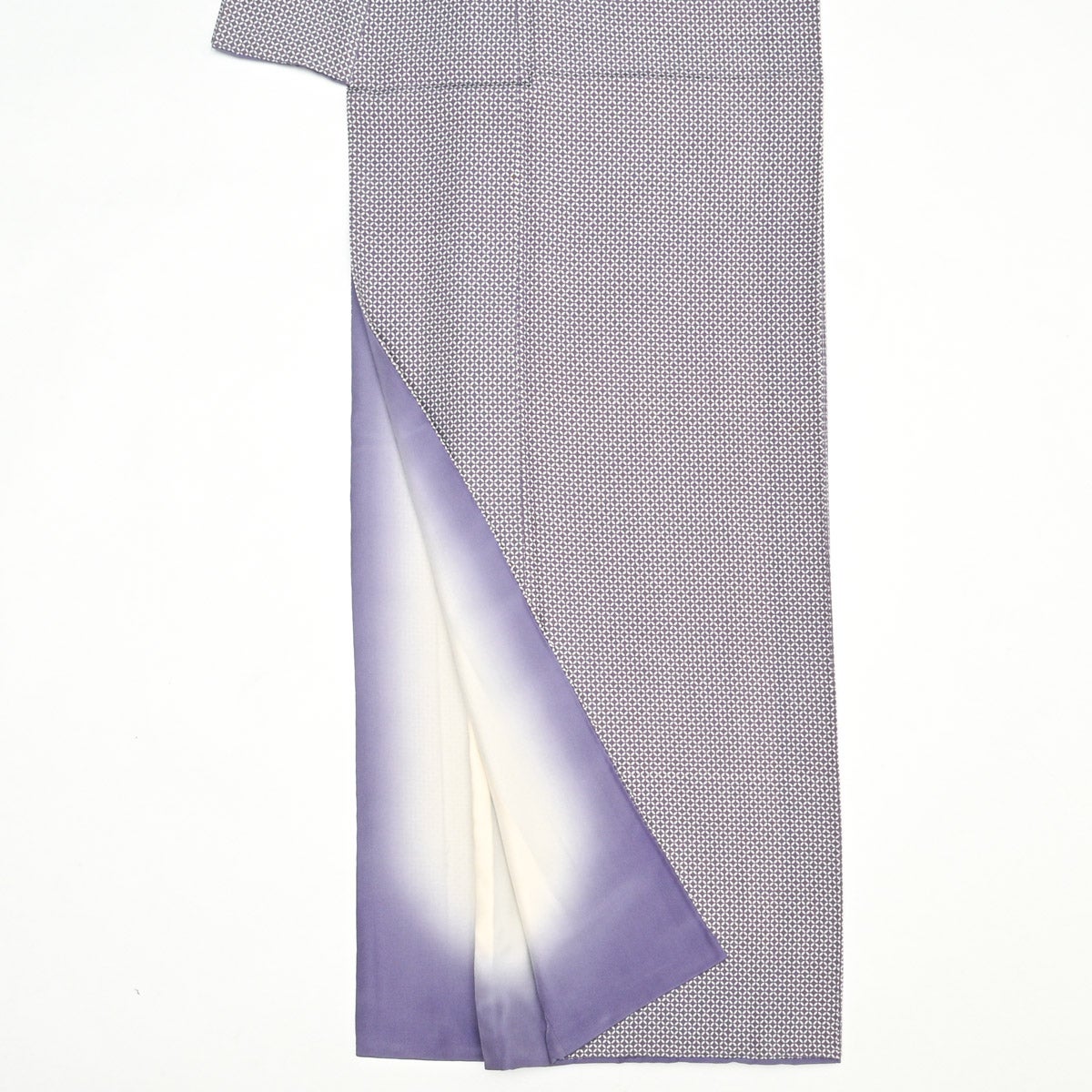 小紋 友禅 七宝繋ぎの図 濃鼠色 正絹 袷 身丈：約154.5cm 裄：約66.5cm