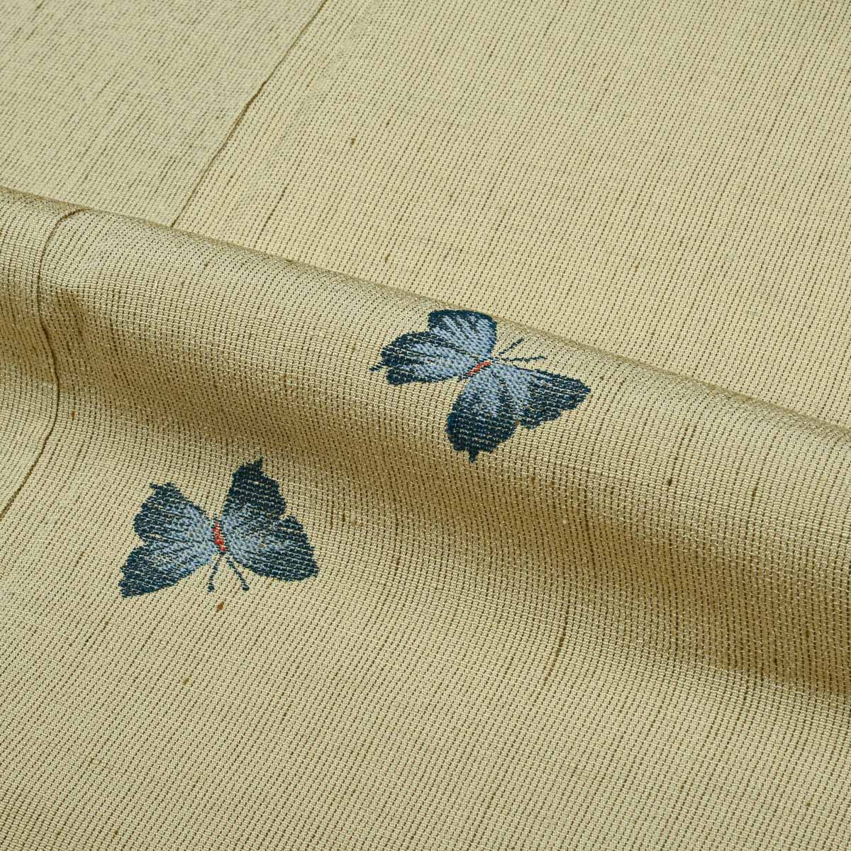 小紋 胡蝶の図 縞 蒸栗色 正絹 袷 身丈：約155.5cm 裄：約65cm | 中古