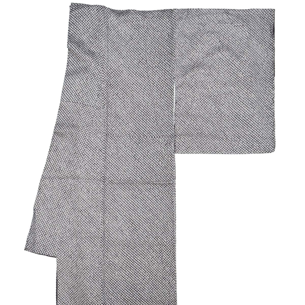 美品】小紋 総絞り 総疋田 黒紅色 正絹 袷 身丈：約152cm 裄：約65.5cm