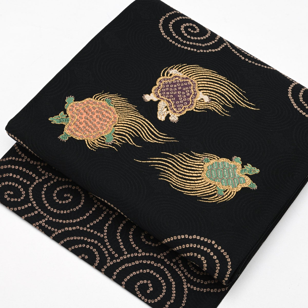 東京ますいわ屋】袋帯 美品 亀の図 渦巻き文 黒 西陣織 正絹 | 中古