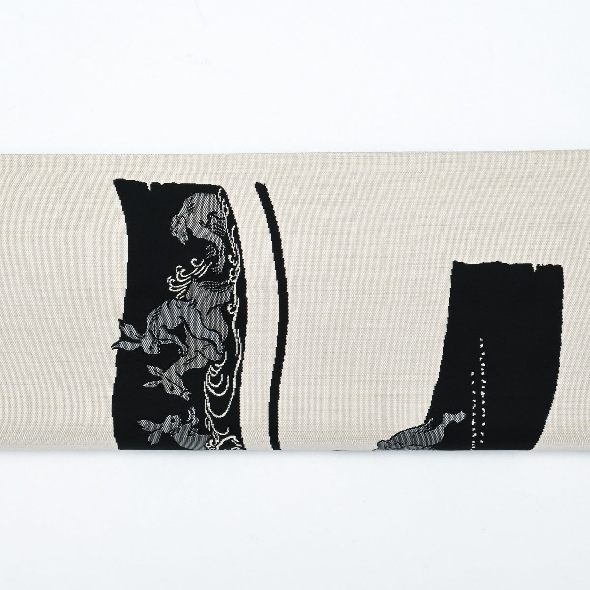 鳥獣戯画】洒落袋帯 美品 陣屋織 京都栂尾 高山寺 鳥獣人物戯画 オフ